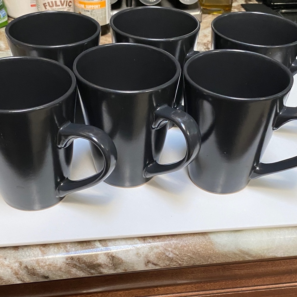 Master Cuisine Glossy Black Latte Mug Set Of 6.     12 oz.